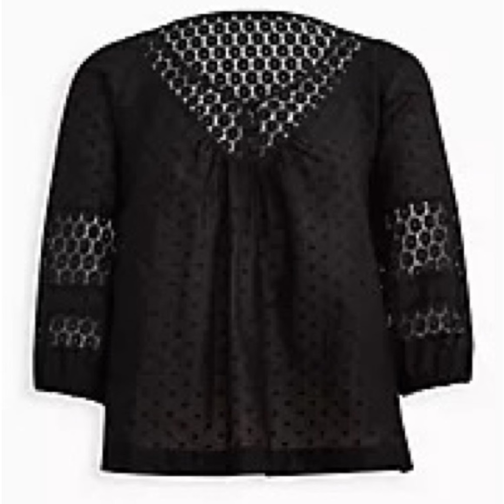 Clip Cotton Crochet Detail Top. Torrid. Black. New